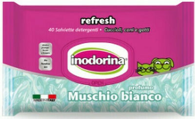 Inodorina Refresh 40 Μαντηλάκια Σκύλου για Καθαρισμό Σώματος με Άρωμα White Musk χωρίς Αλκοόλ