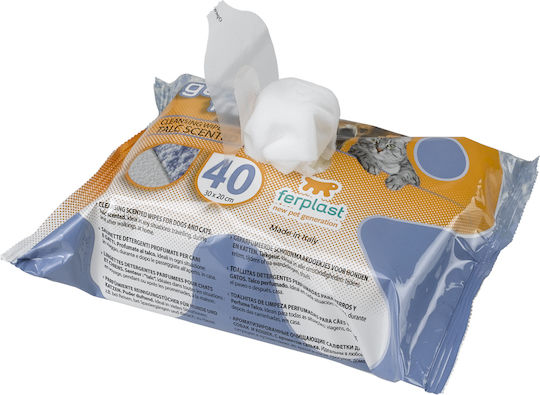 Ferplast Genico Fresh 15 Dog and Cat Wipes for Body Cleansing with Powder Scent