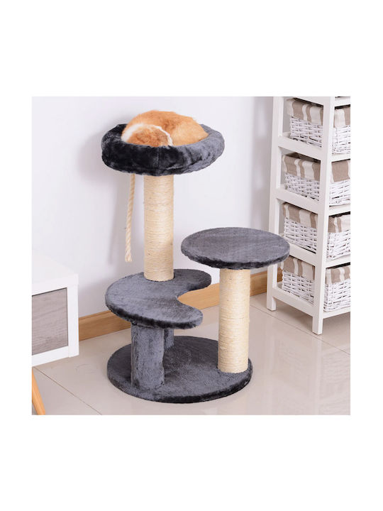 Pawhut Scratching Post Cat Trees Gray 3 levels 40x65x65cm
