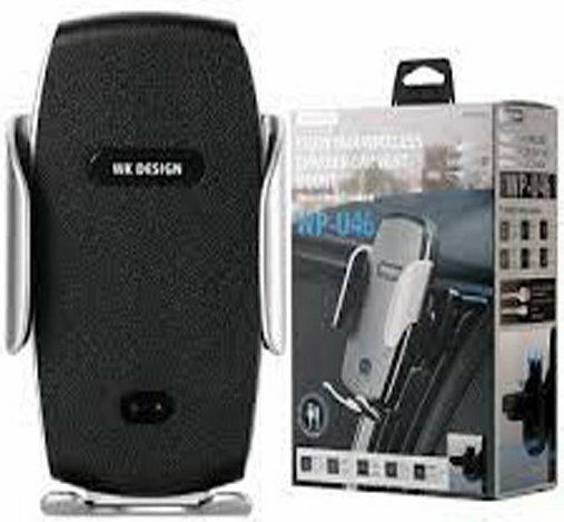 WK Charging Holder Car Mobile Mount with Adjustable Hooks and Wireless Charging Black