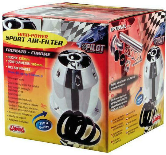 Lampa Luftfilter Trichter Offener Typ Konisch Universell Chrom Chrom