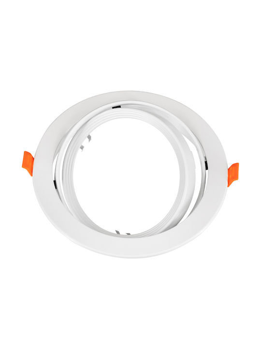 GloboStar Round Metallic Frame for Spot AR111 White 17.2x17.2cm.