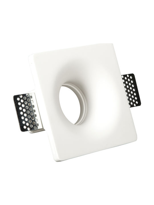 VK Lighting Квадрат Гипс Вграден Спот с Патрон GU10 Бял 12x12см. 1бр