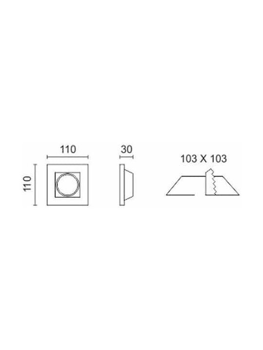 Spot Light Τετράγωνο Γύψινο Χωνευτό Σποτ με Ντουί GU10 Λευκό 10x10εκ. 1τμχ