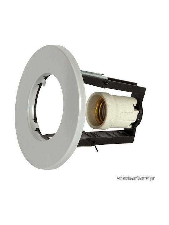 VK Lighting Round Metallic Recessed Spot with Socket E27 R63 Gray 10.5x10.5cm. 1pcs
