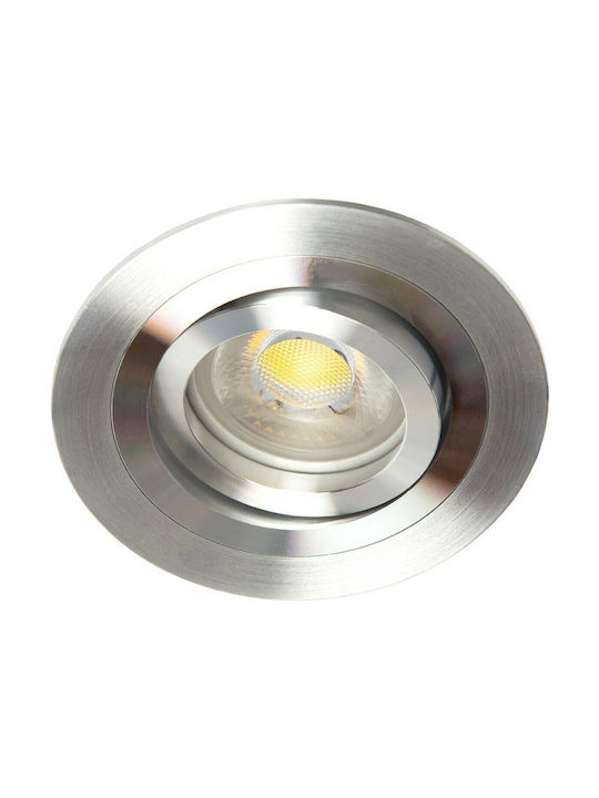 VK Lighting Rotund Metalic Spot Încorporat cu Soclu GU10 Mișcare Argintiu 9.15x9.15cm. 1buc