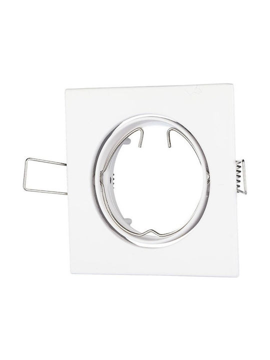 V-TAC Square Metallic Frame for Spot GU10 MR16 Adjustable White 8.2x8.2cm.