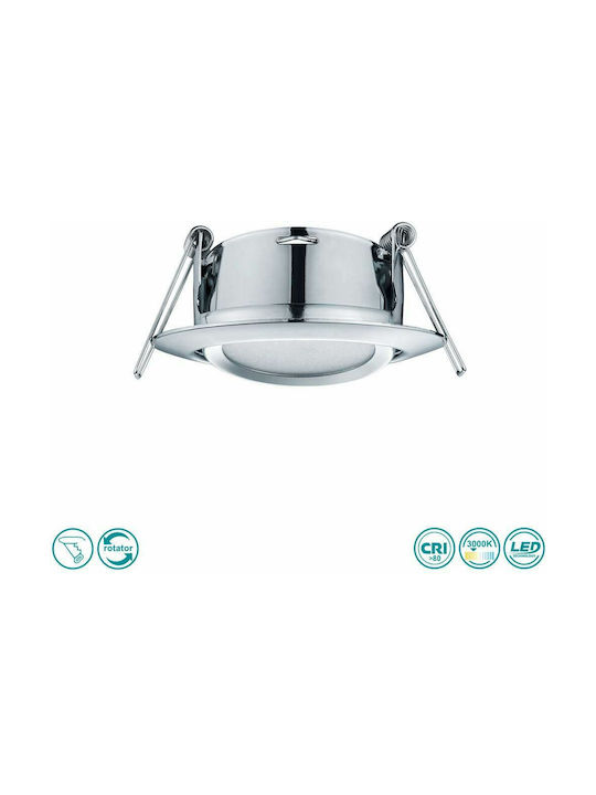 Trio Lighting Rila Στρογγυλό Μεταλλικό Χωνευτό Σποτ με Ενσωματωμένο LED και Θερμό Λευκό Φως Ασημί 3x3εκ. 1τμχ