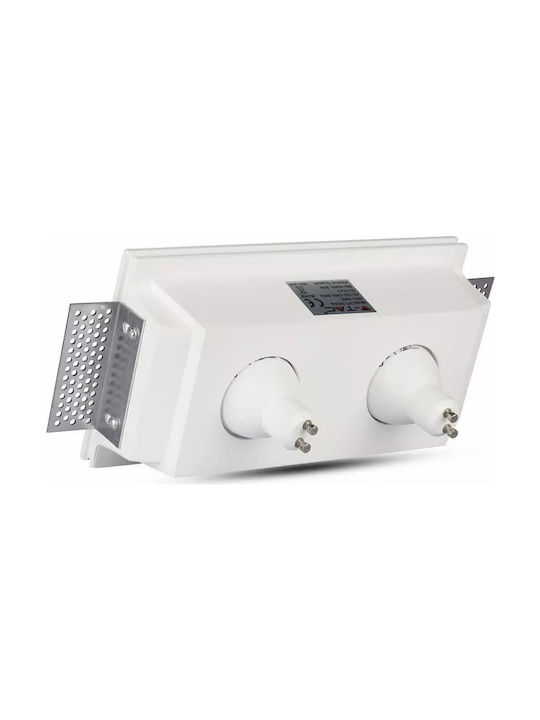 V-TAC Paralelogram Tencuială Cadru pentru Spoturi GU10 Dublu Alb 21.5x12cm. 1buc
