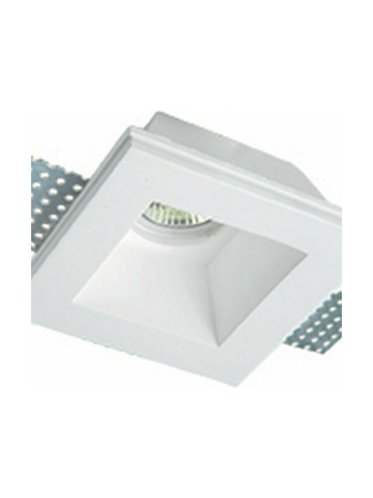 Viokef Bradley Square Plaster Recessed Spot with Socket GU10 White 12x12cm. 1pcs