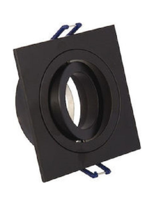 VK Lighting VK/03114G/B Square Metallic Recessed Spot with Socket GU10 Black 9.2x9.2cm.