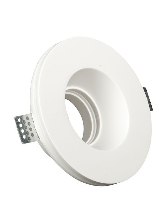 VK Lighting Round Plaster Recessed Spot with Socket GU10 White 13x13cm. 1pcs