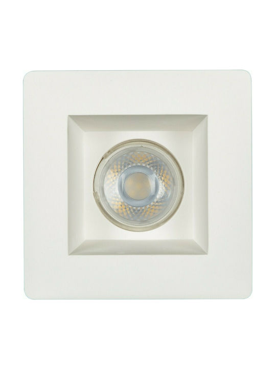 VK Lighting Square Plaster Recessed Spot with Socket GU10 White 12x12cm. 1pcs