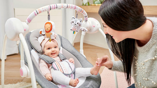 Lionelo Electric Baby Relax Swing Ruben with Music Grey & Turquoise for Child up to 12kg