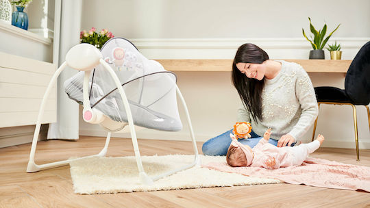Lionelo Electric Baby Relax Swing Ruben with Music Grey & Turquoise for Child up to 12kg