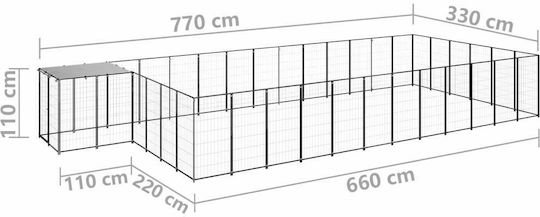 vidaXL Μεταλλικό Πάρκο Σκύλου 770x330x110εκ. Μαύρο