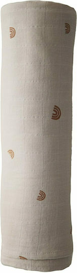 Mushie Rainbow Muslin Swaddle Wrap Ecru 120x120cm.