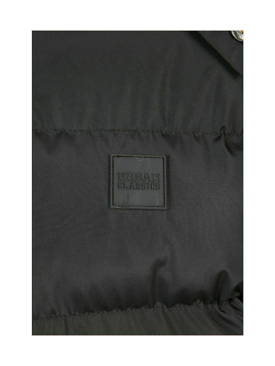 Kids Quilted Short Coat with Hood Black