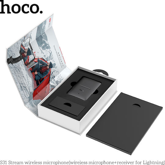 Hoco S31 Stream Cordless Δυναμικό Μικρόφωνο Πέτου, Clip On για Κινητό σε Γκρι Χρώμα