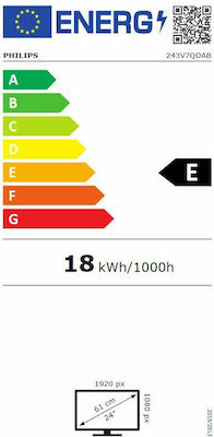 Philips 243V7QDAB IPS Monitor 23.8" FHD 1920x1080 mit Reaktionszeit 5ms GTG