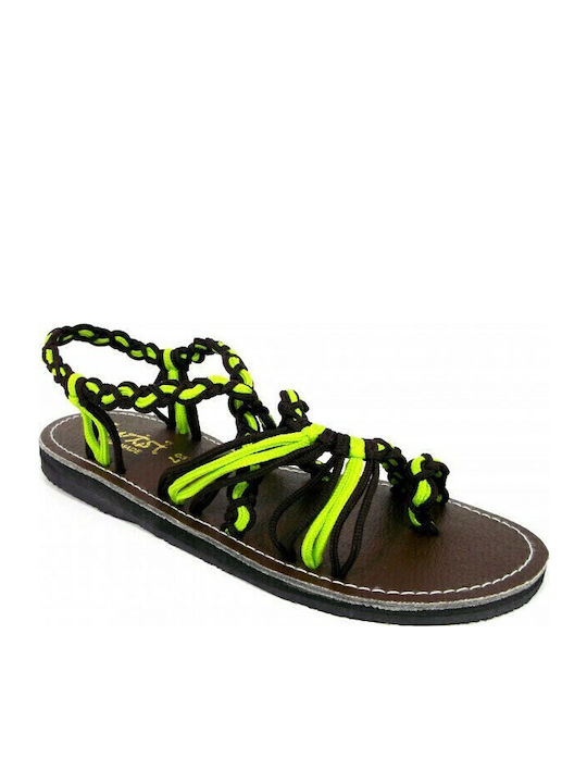 Milos Γυναικεία Σανδάλια Brown / Green Banana