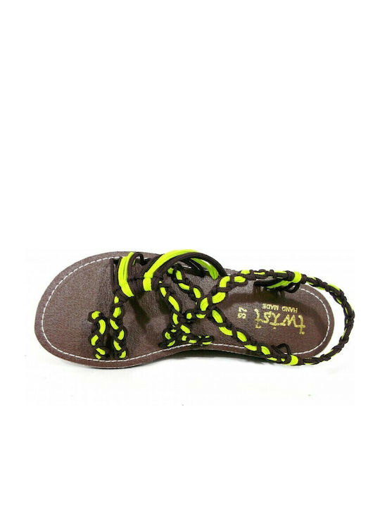 Milos Γυναικεία Σανδάλια Brown / Green Banana