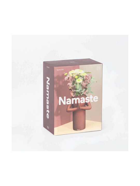 DOIY Decorative Vase Namaste Brown 9.2x9.2x15.5cm