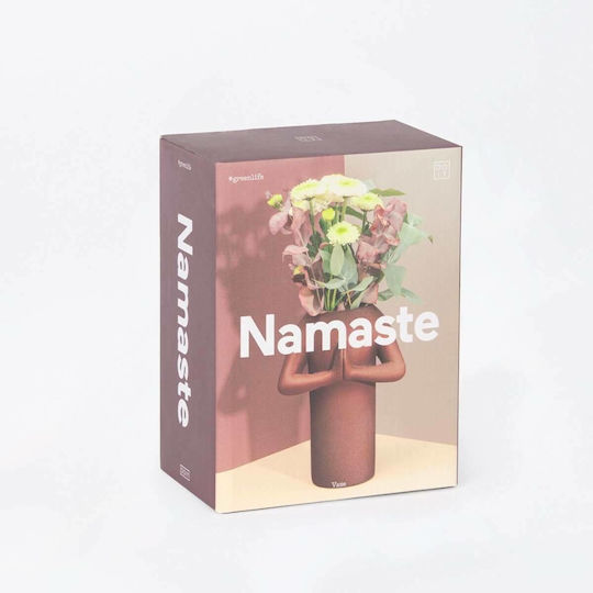 DOIY Διακοσμητικό Βάζο Κεραμικό Namaste Καφέ 9.2x9.2xΥ15.5cm