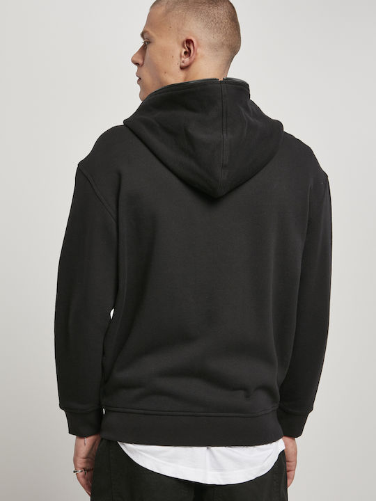 Urban Classics TB4397 Men's Cardigan with Hood & Pockets Black