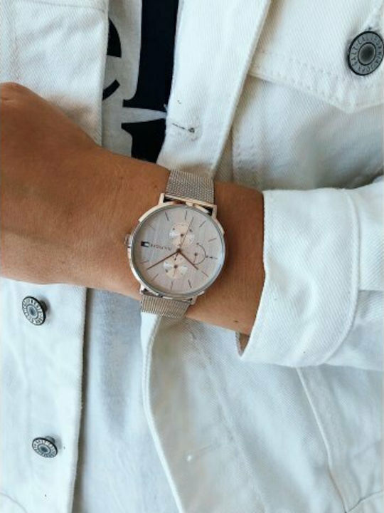 Tommy Hilfiger Jenna Women's Watch Chronograph with Pink Gold Metal Bracelet