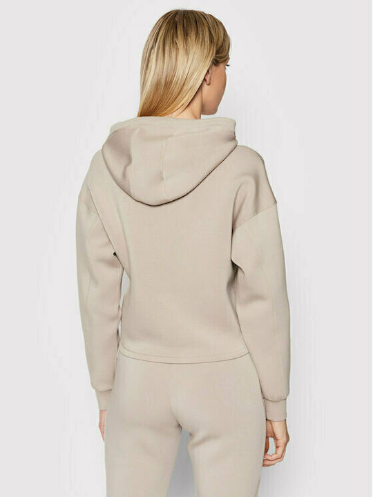 Guess Women's Cropped Hooded Sweatshirt Beige