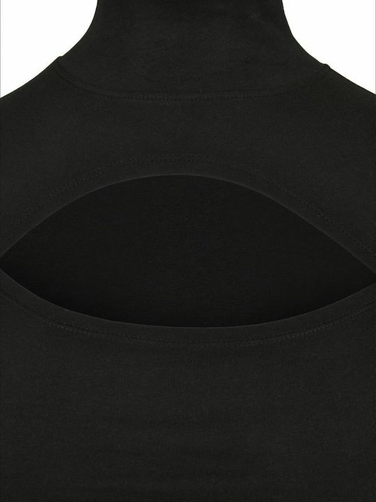 Damen Bluse Baumwolle Langärmelig Rollkragenpullover Schwarz