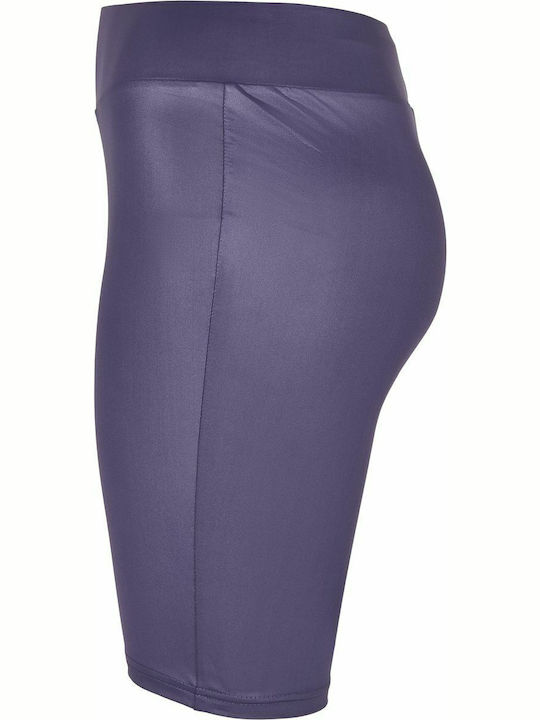 Women's Legging Shorts Shiny & High Waisted Dark Dusk Violet