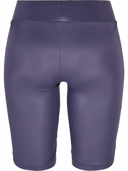 Women's Legging Shorts Shiny & High Waisted Dark Dusk Violet