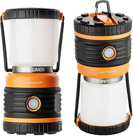 Dunlop Led Battery Lantern for Camping with Flashlight 1000lm