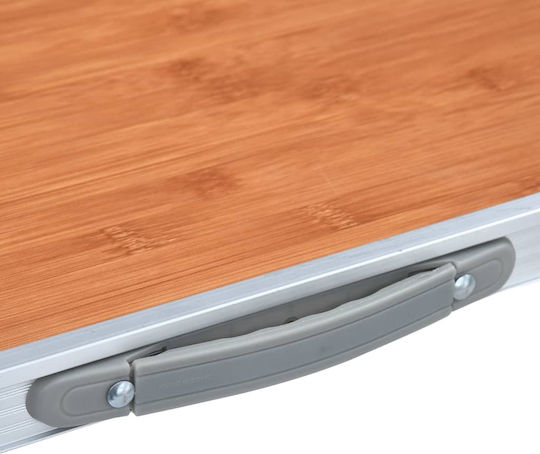 vidaXL Table Metal for Camping Foldable in Case 80x60x70cm Brown