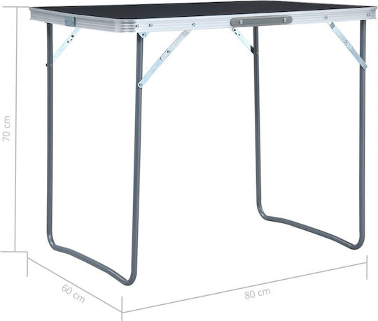 vidaXL Tabelul Metalic pentru Camping Pliabil în cazul în care 80x60x70cm Gri