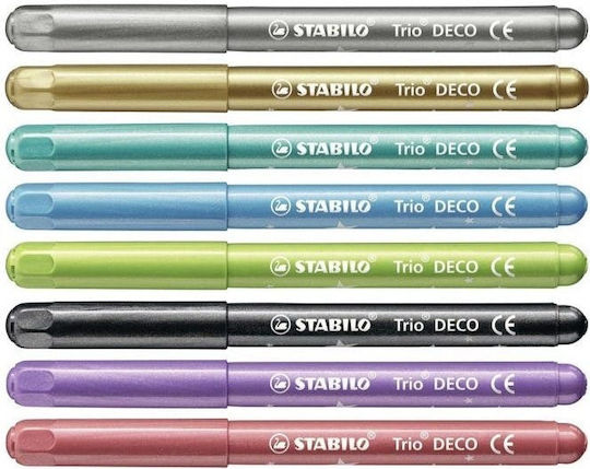 Stabilo Metallic Trio Deco Markere de Desen 3mm Set 8buc