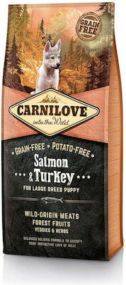 Carnilove Salmon & Turkey Puppy Large 4kg Trockenfutter ohne Getreide für Welpen großer Rassen mit Türkei und Lachs