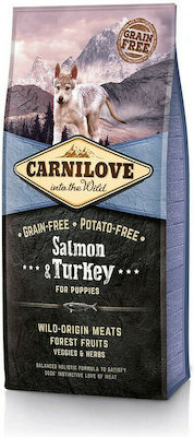 Carnilove Salmon & Turkey Puppy 4kg Ξηρά Τροφή χωρίς Σιτηρά για Κουτάβια με Γαλοπούλα και Σολομό