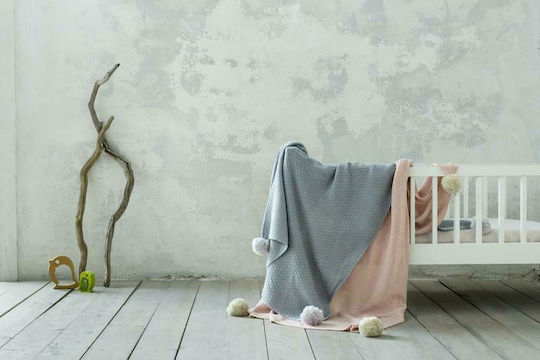 Nima Blanket Cot Braid Knitted Turquoise 110x140cm