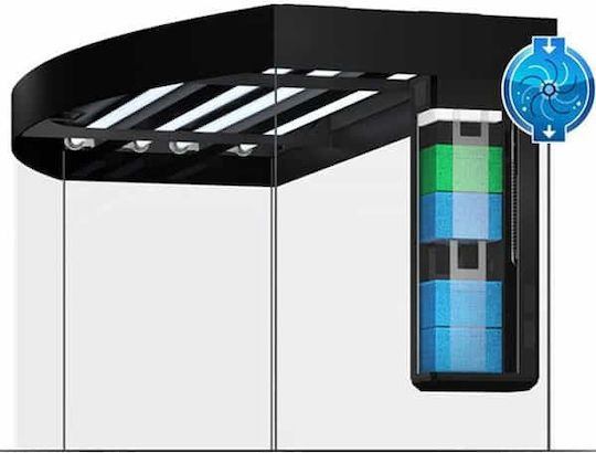 Juwel Vision 450 Fisch-Aquarium mit Kapazität von 450Es mit Beleuchtung, Heizung, Umwälzpumpe, Filter und 151x61x64cm Schwarz
