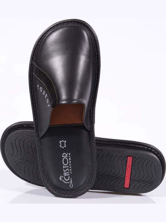 Men's Leather Slippers Black