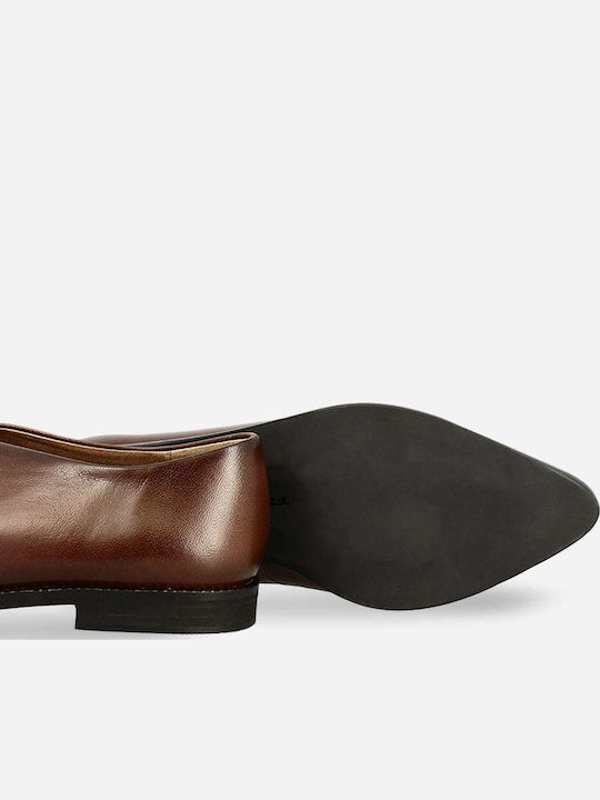 Leather Women's Moccasins in Brown Color