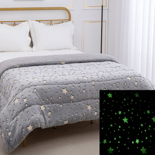 Silk Fashion Kids Duvet Cover Glow in the Dark Single Star Gray 170x220cm Silk Fashion Kids Duvet Cover Glow in the Dark Single Star Gray 170x220cm