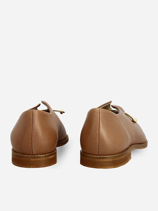 Leather Women's Moccasins in Tabac Brown Color