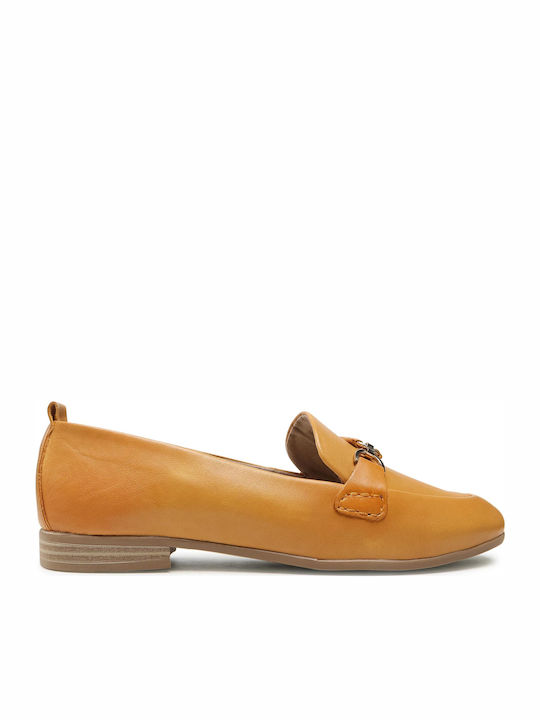 Leather Women's Loafers in Yellow Color 2-24210-26-615