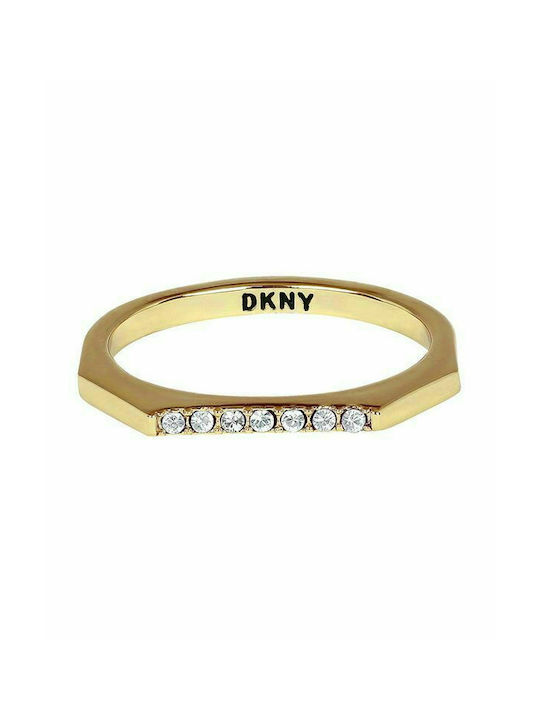 DKNY Damen Ring mit Steinen Vergoldeter