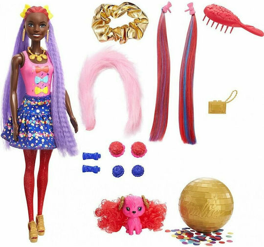 Barbie Hair Swaps Glittery Blue Puppe Color Reveal für 3+ Jahre alt+ Jahre