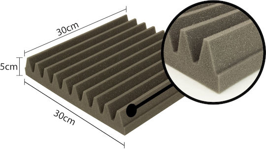 EQ Acoustics Classic Tile Material De Tratamente Audio Frunză (8 Bucăți) În Design Wedge 60cm x 60cm x 50mm În Culoare Gri